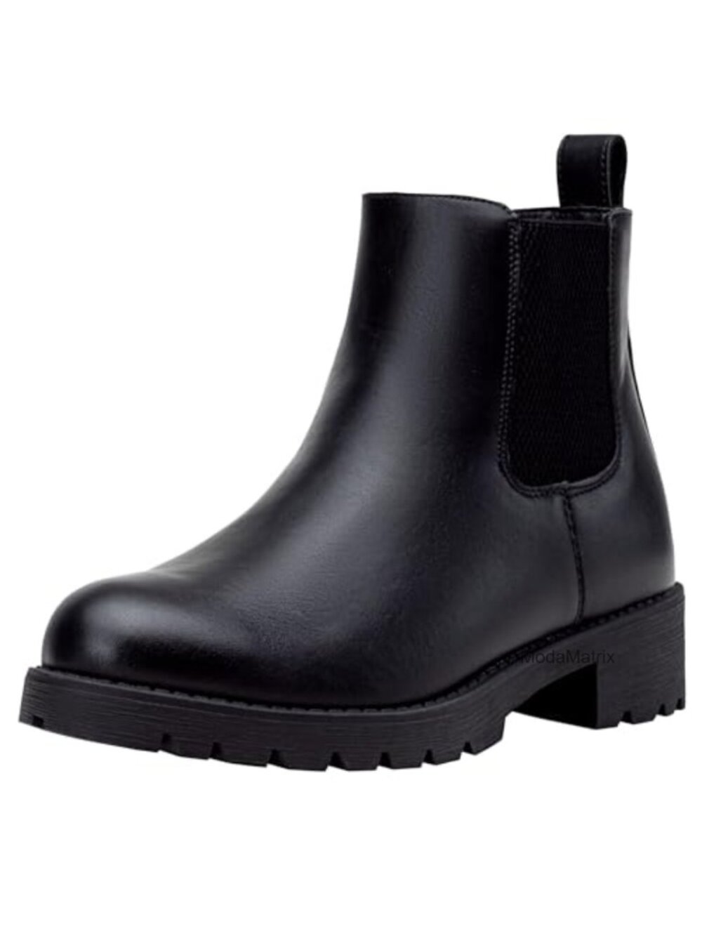 Chelsea Ankle Boots Pull-On Faux Leather Low Block Heel Booties